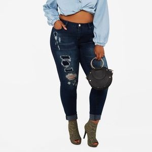 Ashley Stewart Distressed Skinny Jeans